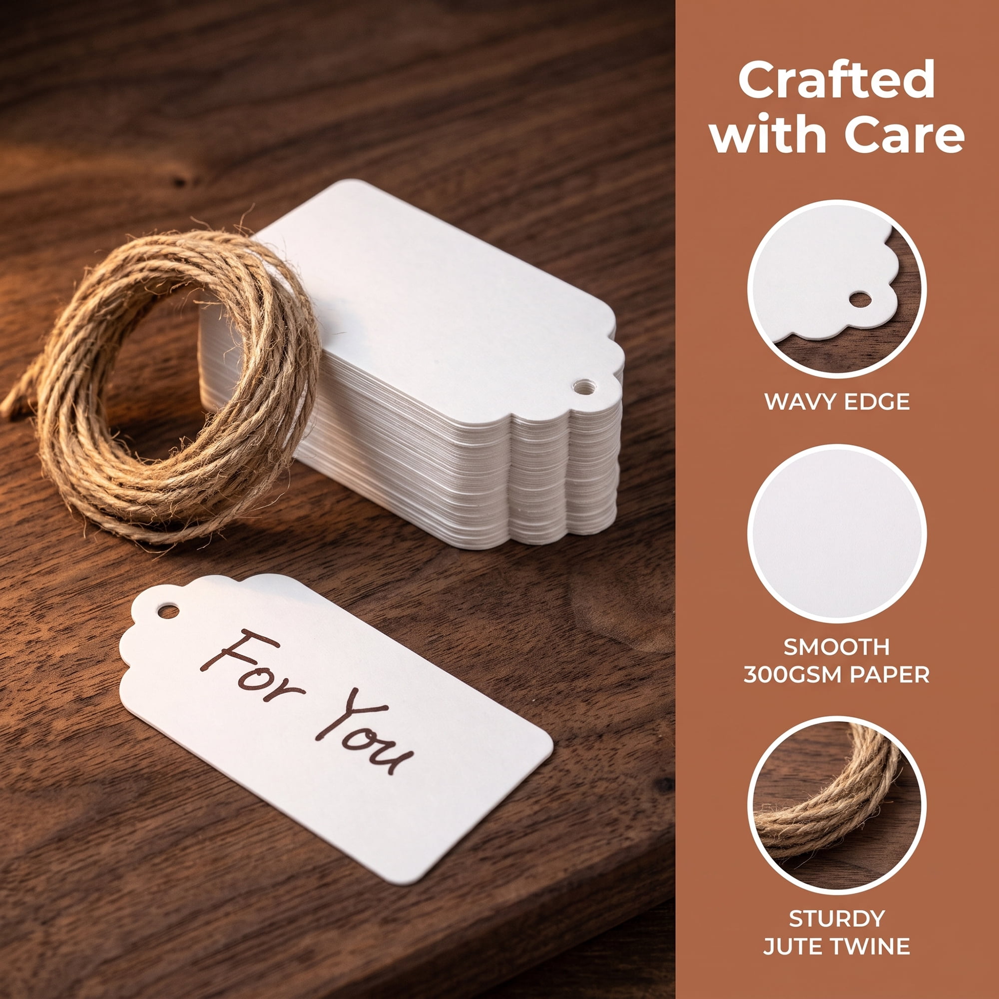 Unique Bargains Paper Gift Tags with Natural Twine for All Occasions 1.2" x 2" White