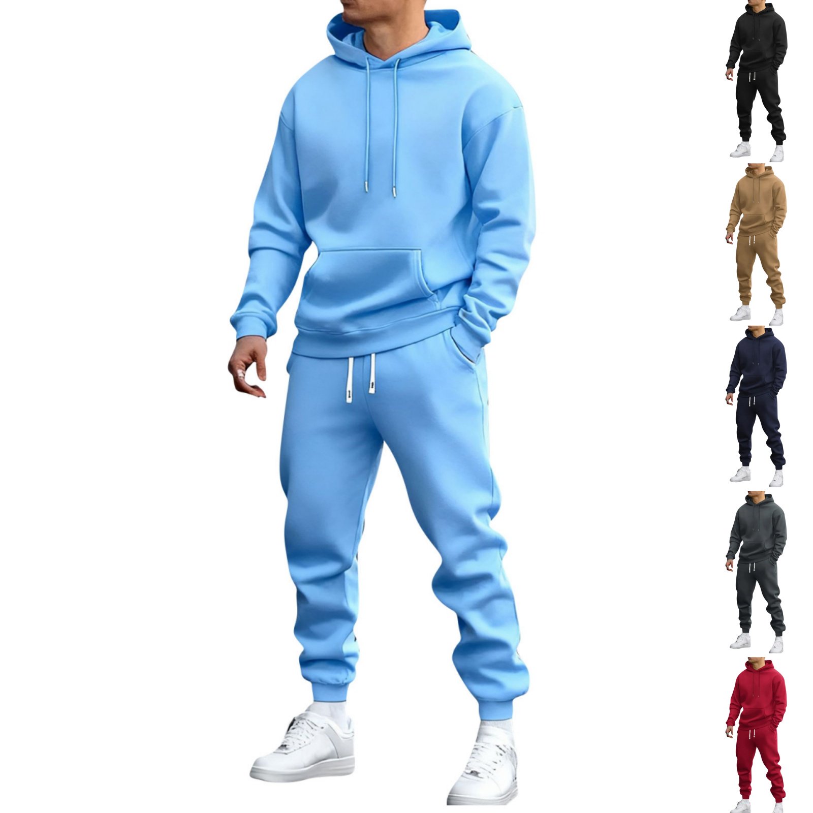 HAJWOH Men Tracksuit 2 Piece Outfits Long Sleeve Hoodie and Pants Sports Set Fall Winter Casual Jogging Sweatsuits