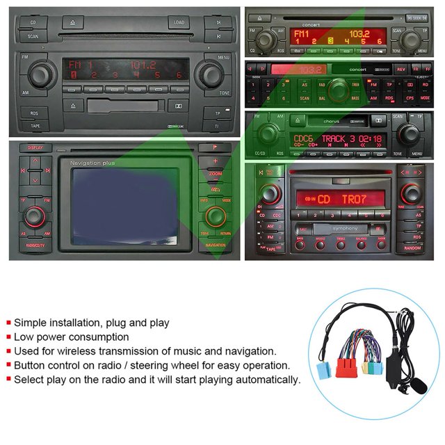 Car Stereo Cable, Wearproof Antiaging AUX Audio Adaptor Heat Resistant for Upgrade Replacement for 8L 8P