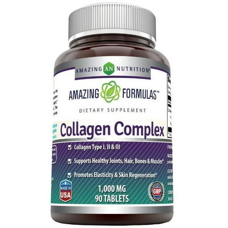 Amazing Formulas Collagen Complex Dietary Supplement-1000 Mg-90 Tablets (Non-GMO,Gluten Free) Promotes a Healthier Digestive System, Healthy Skin and Joints - Supports Immune Function