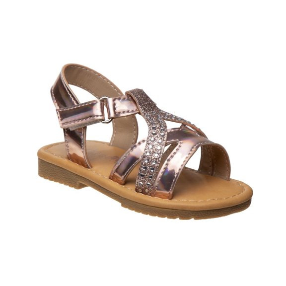 Petalia Hook And Loop Toddler Girl T, Strap, Gold, 6