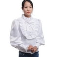 thumbnail image 3 of GRACEART Victorian Women Blouse Ruffle Collar Gothic Punk Lace-Up Shirt for Show Party, 3 of 9
