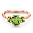 thumbnail image 3 of Gem Stone King 2.02 Ct Oval Green Peridot 18K Rose Gold Plated Silver Ring, 3 of 6