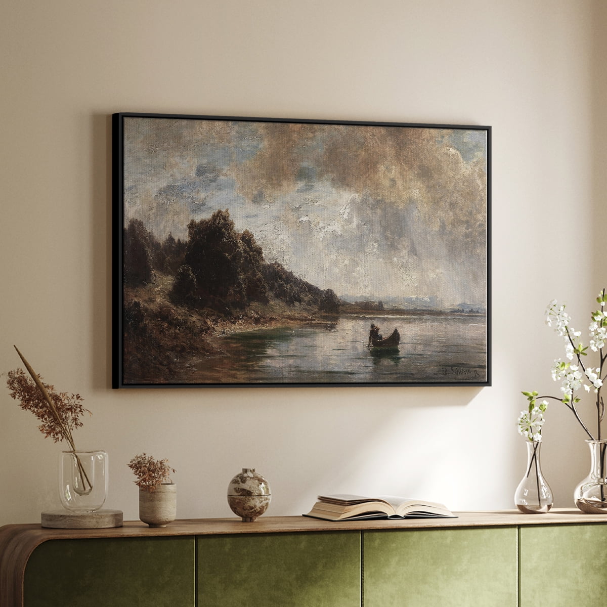 Vintage Landscape-CCXXVIII By Wexford Home Framed in Black Wood Gallery Wrapped Canvas 27 in. x 41 in.