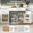 thumbnail image 4 of DEALTOPS Rolling Kitchen Island Kitchen Cart with Rubber Wood Top, Drawer & Internal Storage Rack, Wheels, Adjustable Shelf - White, 4 of 12