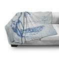 thumbnail image 3 of Surf Soft Flannel Fleece Throw Blanket, Contemporary Sketch Illustration Hawaiian Beach Surfboard Palms Ocean Water, Cozy Plush for Indoor and Outdoor Use, 50" x 60", Blue White, by Ambesonne, 3 of 6
