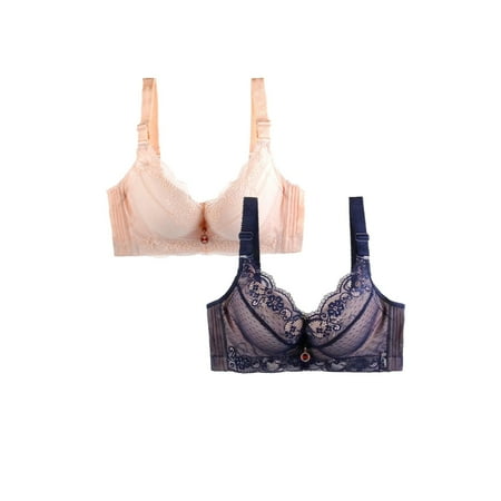 HCURIBAD Clearance! Bras for Women  Pack of 2 Sports Bra Women s Breathable Plus Sports Size Lace Bra Womens Bras Sexy Wireless Bras for Women  Push up Bra  Bra Pack 2Pcs Underwear Bronze 4XL