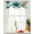 thumbnail image 4 of Tie Up Valance Curtain for Kitchen,Vintage Teal Blue Flower Butterfly Leaves Rod Pocket Short Curtains Adjustable Tie-Up Shade Valances,Watercolor Plant Window Treatment for Bathroom Bedroom, 4 of 7
