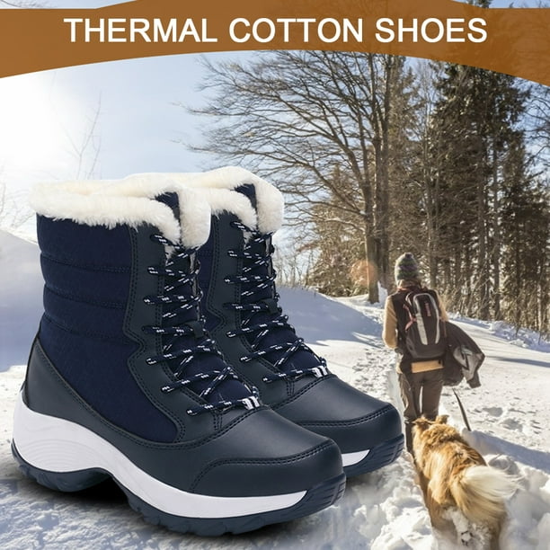 Zapatos Botines impermeables Botines cálidos de felpa antideslizantes Tallas grandes (Azul oscuro 41) Likrtyny Tenis De Mujer Tenis De Hombre