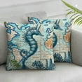 thumbnail image 2 of Ocean Theme Decorative Throw Pillow Cover 18x18 Set of 2, Turtle Seahorse Throw Pillows Linen Mediterranean Ocean Coastal Beach Outdoor Pillow Cushion Cases for Patio  Multiple specifications, 2 of 6
