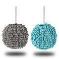 thumbnail image 1 of Juego de toallas de mano de cocina de chenilla azul y gris, toalla de mano de secado rápido de microfibra decorativa monocromática, pequeña bola peluda con lazo, 1 of 5