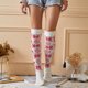 thumbnail image 4 of Jumpingount 1 par de medias por encima de la rodilla para mujer, bonitos calcetines con estampado de copos de nieve para Festival, calcetines Type2 NO2, 4 of 6