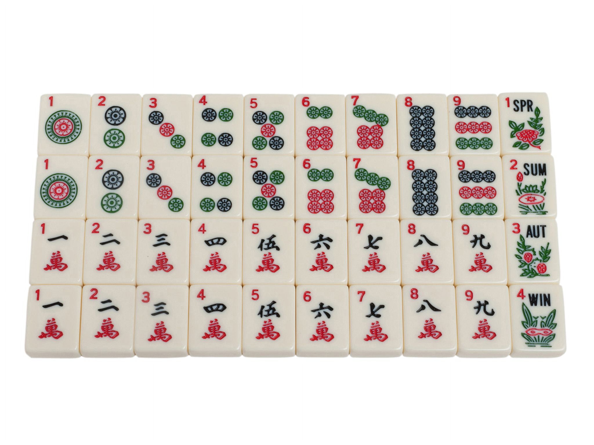 White Swan American Mahjong Set in Luggage-Style Red Case - Ivory Tiles - Modern Pushers