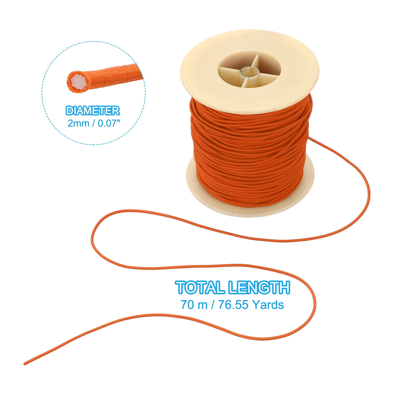 Uxcell Elastic Cord, 2 mm Stretchy Elastic String 77 Yards for Jewelry Making, Necklaces, Beading and Crafts DIY, Orange/Red