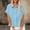 Light Blue, variant on Short Sleeve Tops New Women's Fashion Spring Summer Clothing Fabric Solid Color Front Pocket Hem Fringe Short Sleeve Flared Collar Tops Style B-7 Red L