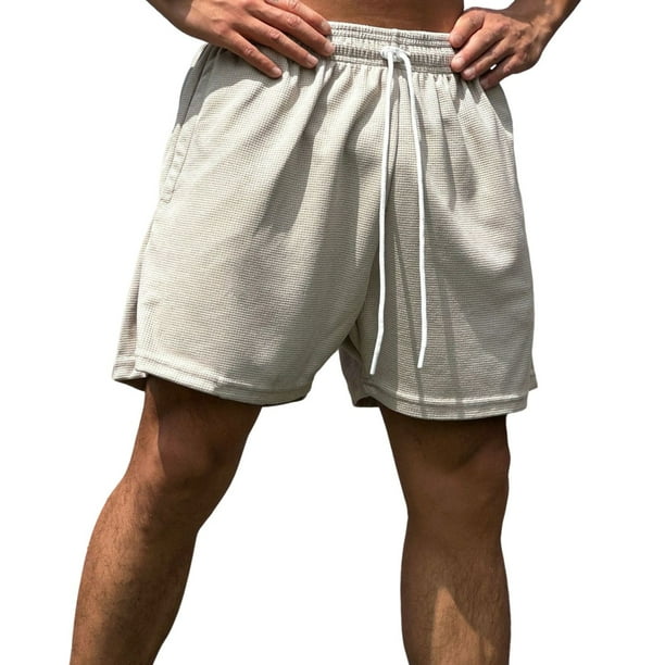 Mens Elástico Pantalones Cortos Moda Casual Encaje Bolsillos de la Cintura, Pantalones Transpirables para Hombres Cortos