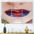 thumbnail image 2 of Designart ' Beautiful Women Lips With Red and Blue Lipstick ' Modern Canvas Wall Art Print, 2 of 3