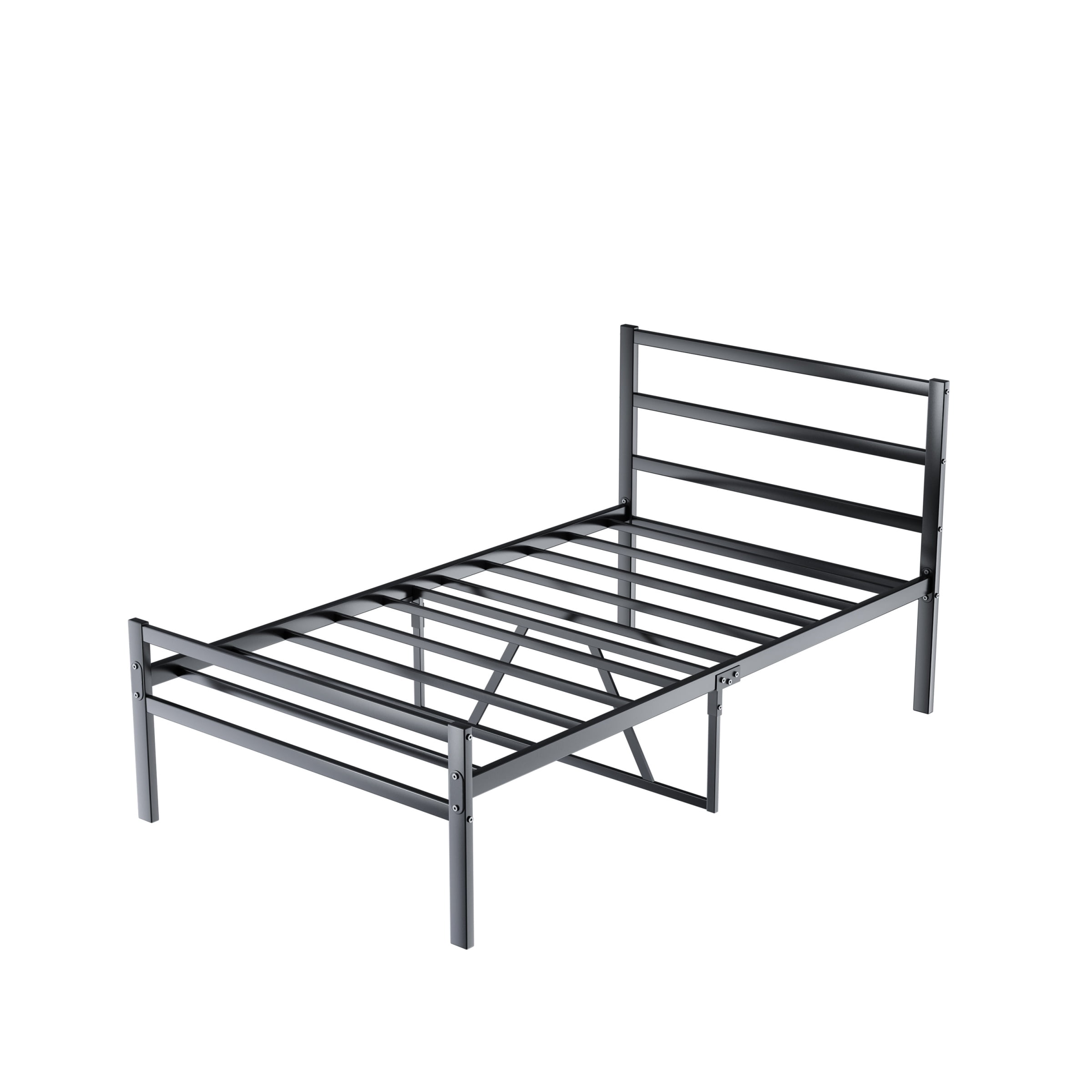 Twin Size Bed Frame with Headboard,Sturdy Metal Twin Bed Frames,Storage Space Under Frame,Easy to Assemble,Black