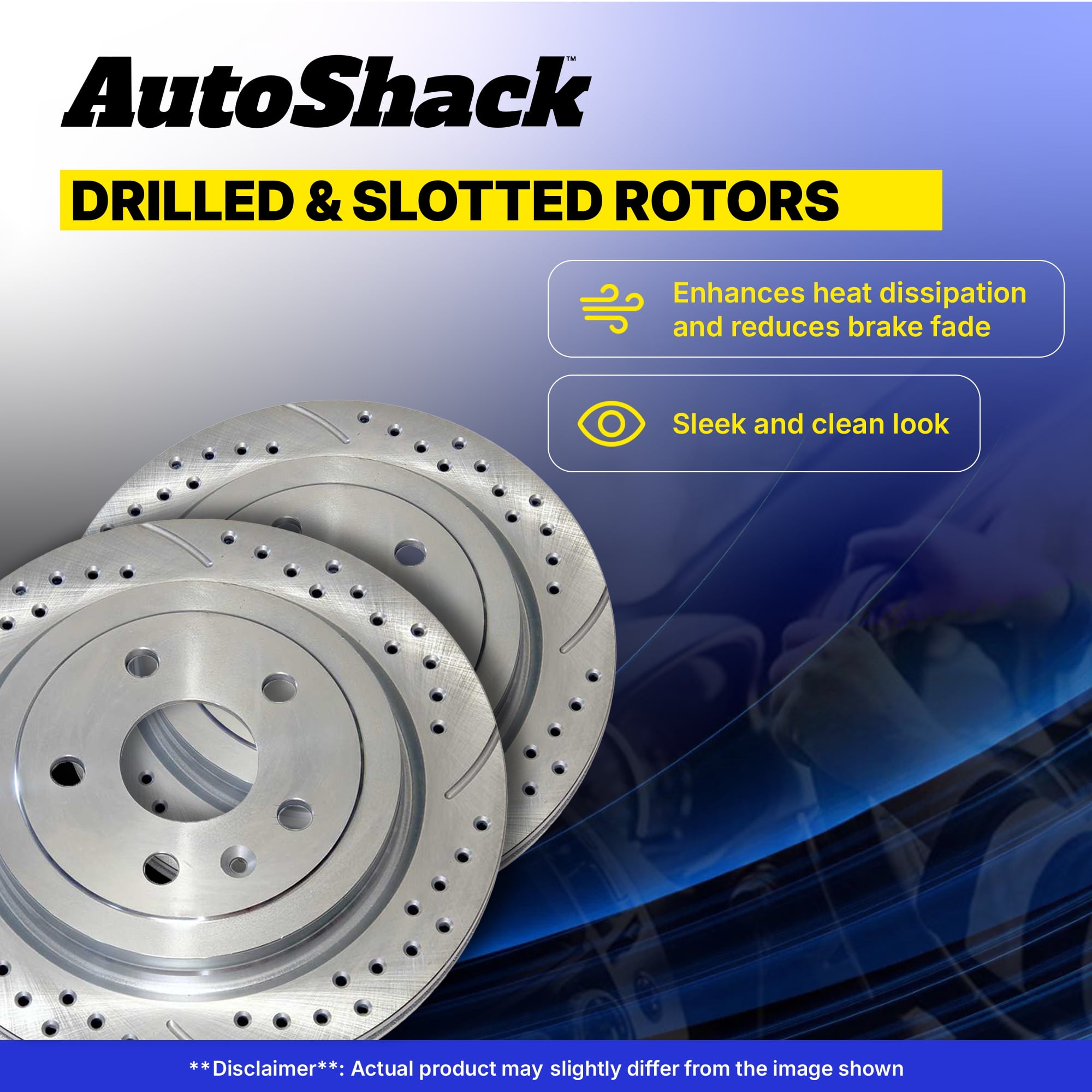 AutoShack Front Brake Rotors for Ford & Lincoln, F-150 2004-2008 Mark LT 2006-2008, 4WD AWD RWD V6 4.2L V8 4.6L 5.4L - Silver Zinc Coated Drilled & Slotted - SilverShield Pro - 12.99" (330 mm), 6-Lug