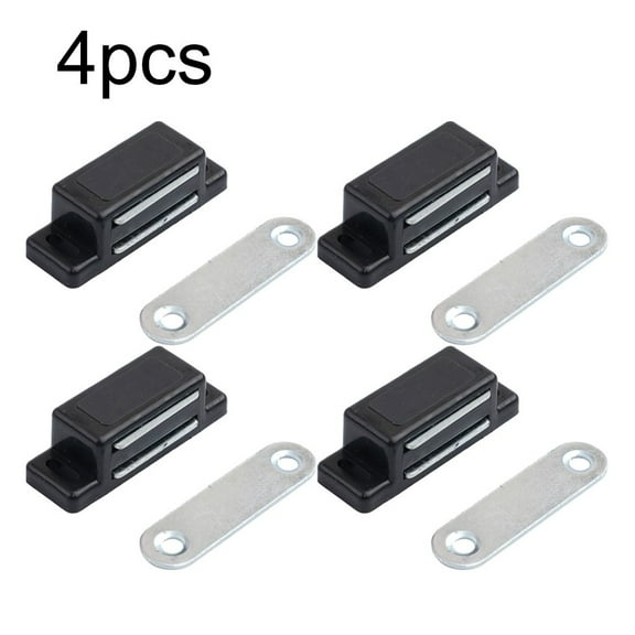 4X Magnetic Catch Cupboard Door Latch White Cabinet Catch Magnet With Screws Black Smile Home