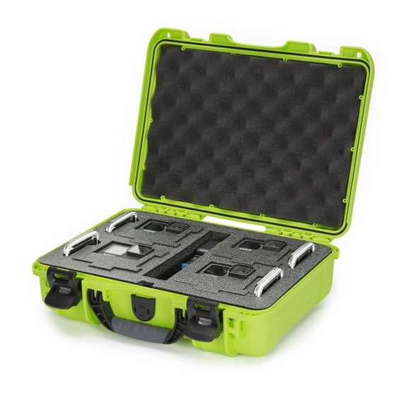 Nanuk 910 Waterproof Hard Case with Foam Insert for Four GoPro Hero 9 & 10 - Lime (910-4GOPH92)