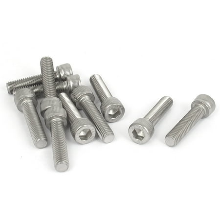

M6x25mm Thread 304 Stainless Steel Hex Key Bolt Socket Head Cap Screws 10pcs