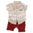 thumbnail image 2 of Tfken Boys Outfit Set Size 12 Months-18 Months Gentleman Kids Outfits Tops Baby Cartoon Shorts Floral Set Shirt Outfits Set Toddler Boy Outfit Khaki, 2 of 7