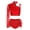 Red, variant on iiniim Women's Lyrical Jazz Dance Outfits One Shoulder Crop Top with Feather Briefs Skirt Dancewear White S