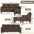 thumbnail image 3 of Homall Convertible Sectional Sofa Couch, Modern Linen Fabric L-Shaped Couch 3-Seat Sofa Sectional with Reversible Chaise for Small Living Room, Apartment and Small Space, Brown, 3 of 7