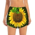 thumbnail image 2 of Gukieu Sunflower Print Women's Sports Shorts with Drawstring Elastic Waistband for Running, Yoga, Fitness-XX-Large, 2 of 7
