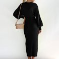 thumbnail image 5 of Vestido Vestido ajustado con cuello en V Vestido de punto para mujer con cinturón Túnica Vestido largo Traje de vacaciones Cgtredaw Negro T M para Mujer, 5 of 5