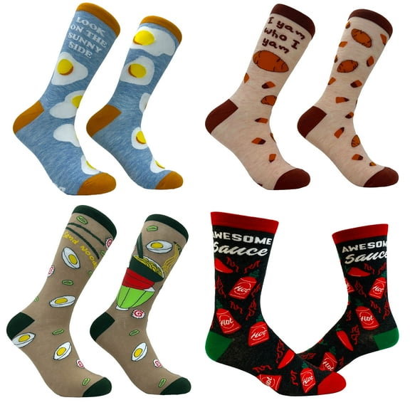 Womens Cute Food Socks Bundle 4 Pack Socks With Funny Graphics for Ladies