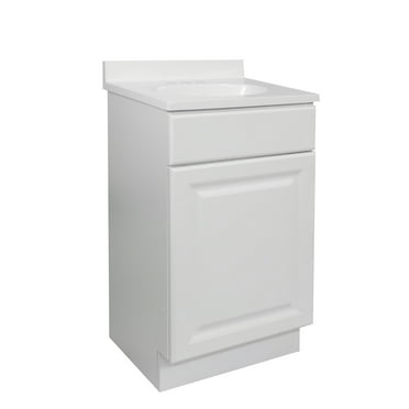 Design House 591024 Wyndham One Door Bathroom Vanity with Cultured Marble 4" Centerset Solid White Vanity Top, Unassembled, 19X17, White