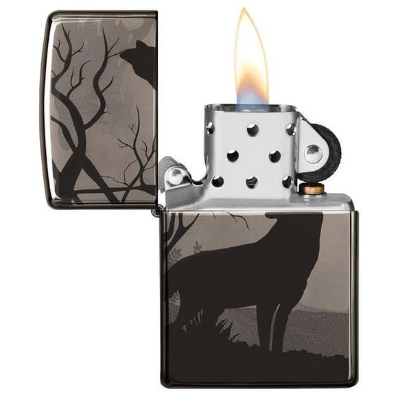 49188 Zippo Wolves Design Black Ice Pocket Lighter