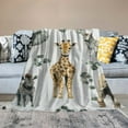 thumbnail image 5 of GWJING African Safari Jungle Animal Mink Blanket Dotted Backing Boy Girl, Blue Elephant Giraffe Zebra Double Layer Flannel Nursery Bed Blankets, Soft Plush Crib Bedding 60x80in, 5 of 8
