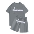 thumbnail image 1 of Sueño Conjunto de camisetas y pantalones cortos con cuello redondo y manga corta con estampado NOFS informal a la moda para hombre Gris M, 1 of 3