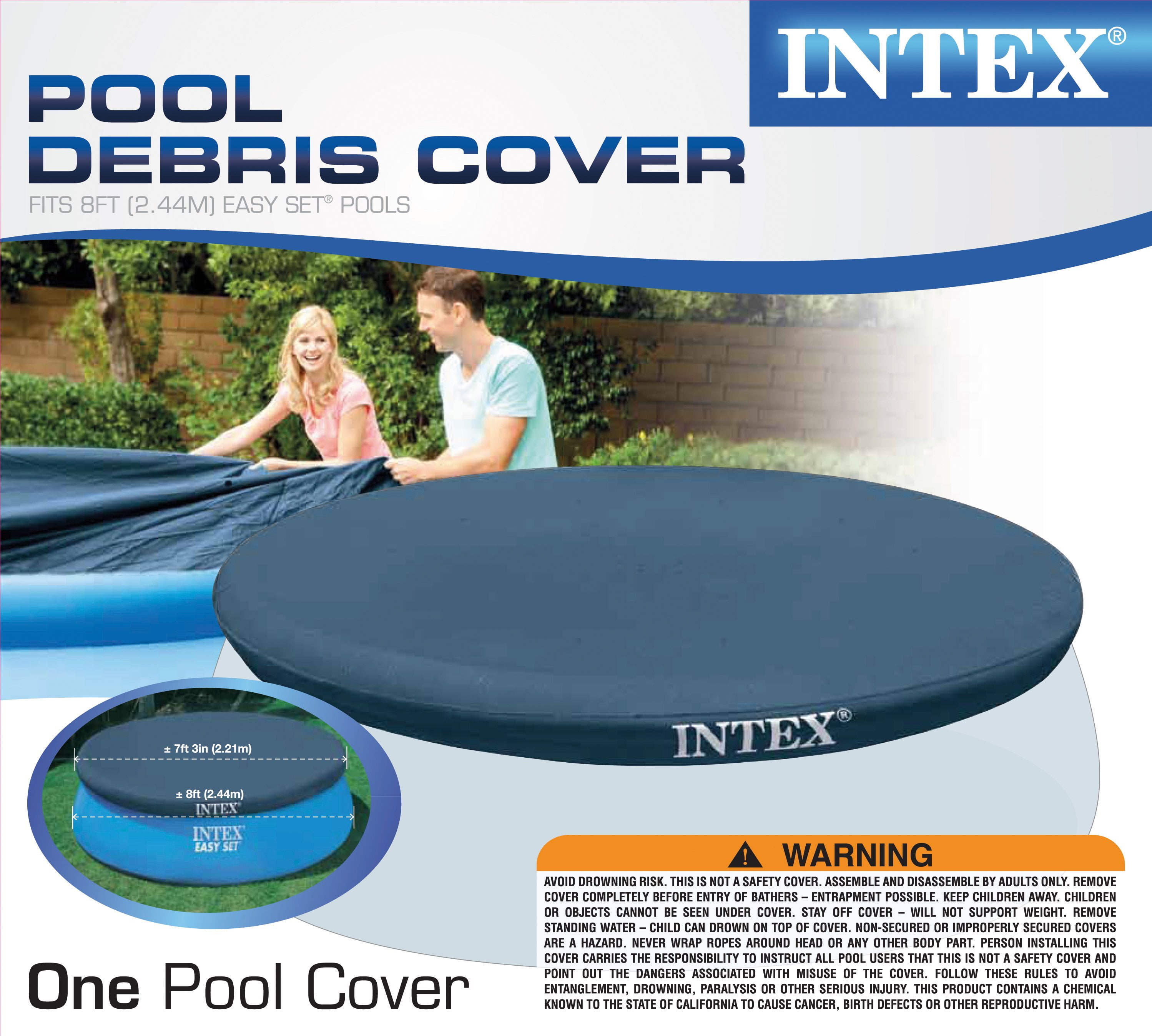 INTEX Rectangular Framed Swimming Pool Cover 15ft X 7ft X 20cm Debris Sheet Clea 