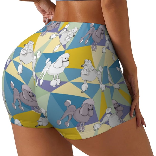 Fotbe Cute Poodle Dog Shorts Sin Costuras – Shorts Deportivos de Cintura Alta para Mujer, Elásticos para Gimnasio, Yoga, Running o Ciclismo-XX-Large