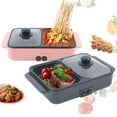 thumbnail image 3 of 1200W Portable Electric 2 in 1 Hot Pot Barbecue Grill Non-Stick Teppanyaki Pan for Households, Restaurants, 3 of 20