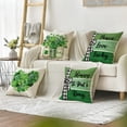 thumbnail image 6 of Happy ST Patricks Day Peace Love Lucky Throw Pillow Covers, 16 x 16 Inch Clover Stripes Decoration for Sofa Couch Set of 4, 6 of 6