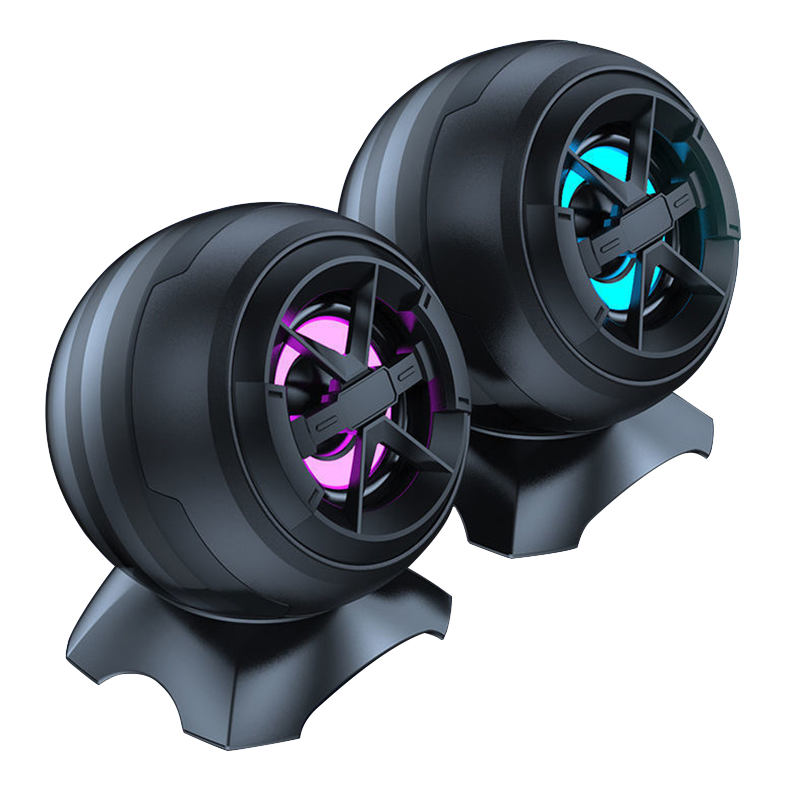 Grofry 1 Pair Q8 Computer Speaker Mini Portable Luminous Colorful