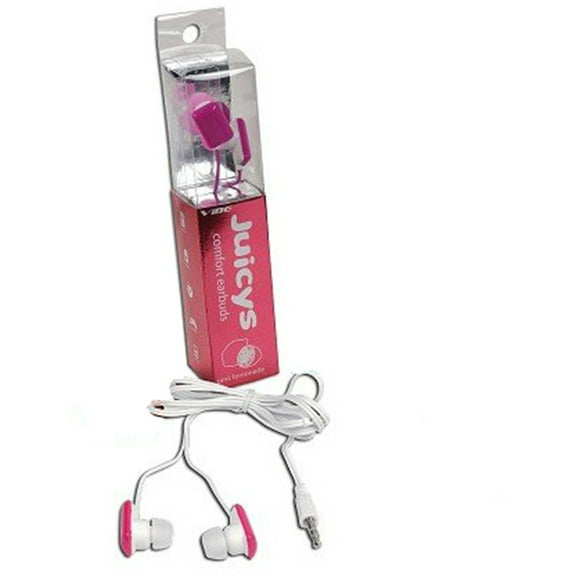 Vibe Juicys Comforty MP3 Earbuds Stereo Headphones 3.5mm Pink Lemonade