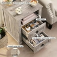 thumbnail image 5 of Nightstand Set of 2 with Charging Station, Bedside Table with 2 Drawers, Bed Side Tables for Bedroom, Modern Farmhouse Nightstands End Table for Living Room, Grey Oak, 5 of 8