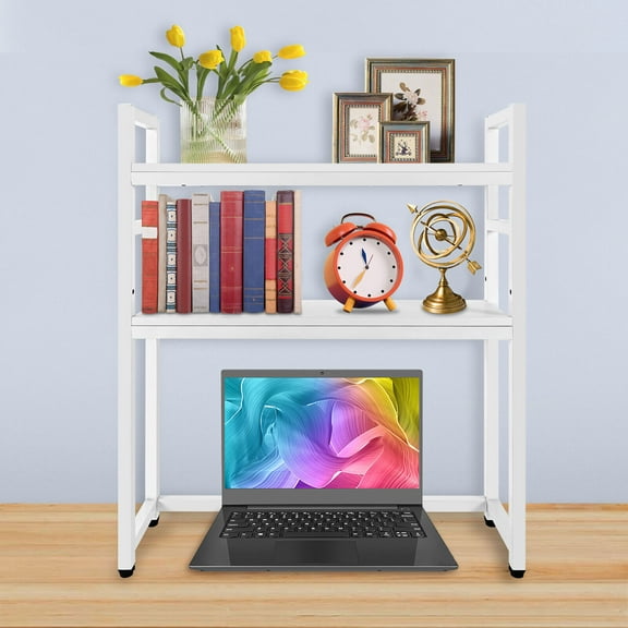 Desktop Bookshelf Bookcase Display Shelf Wood Rack Organizer 2 Tier Shelving