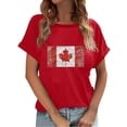 thumbnail image 1 of Canada T Shirt Short Sleeves Maple Leaf Basic Tees Summer Tops Women Tops, 1 of 3