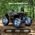 thumbnail image 6 of Hikiddo Kids ATV 4-Wheeler, 24 Volt 4WD Ride On Toys for Big Kids w/ 2 Seater, 4x200W Motor, 5.6Mph Max Speed -Blue, 6 of 9