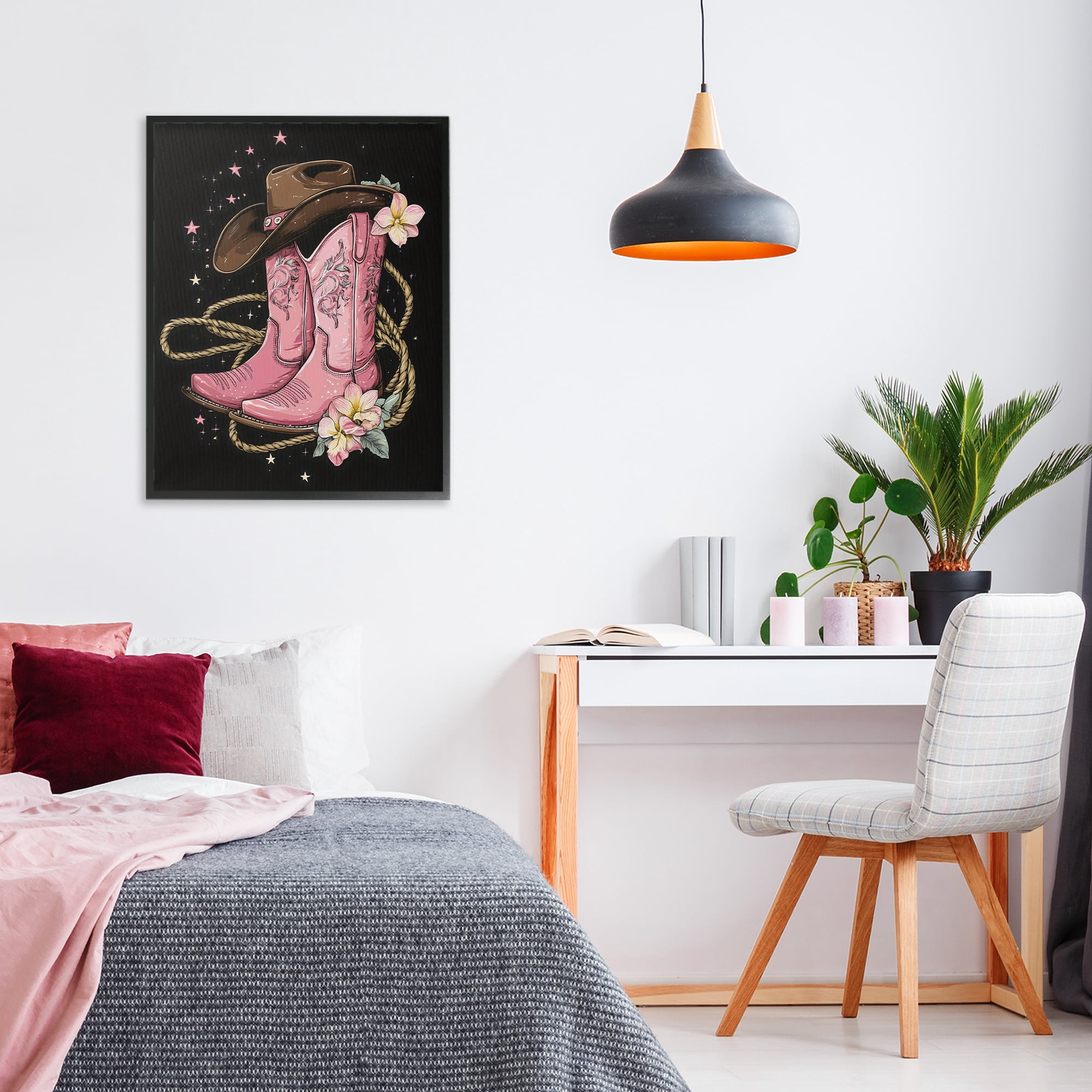 Stupell Industries Western Chic Pink Boots Black Framed Giclee Art, design by Creative Studio