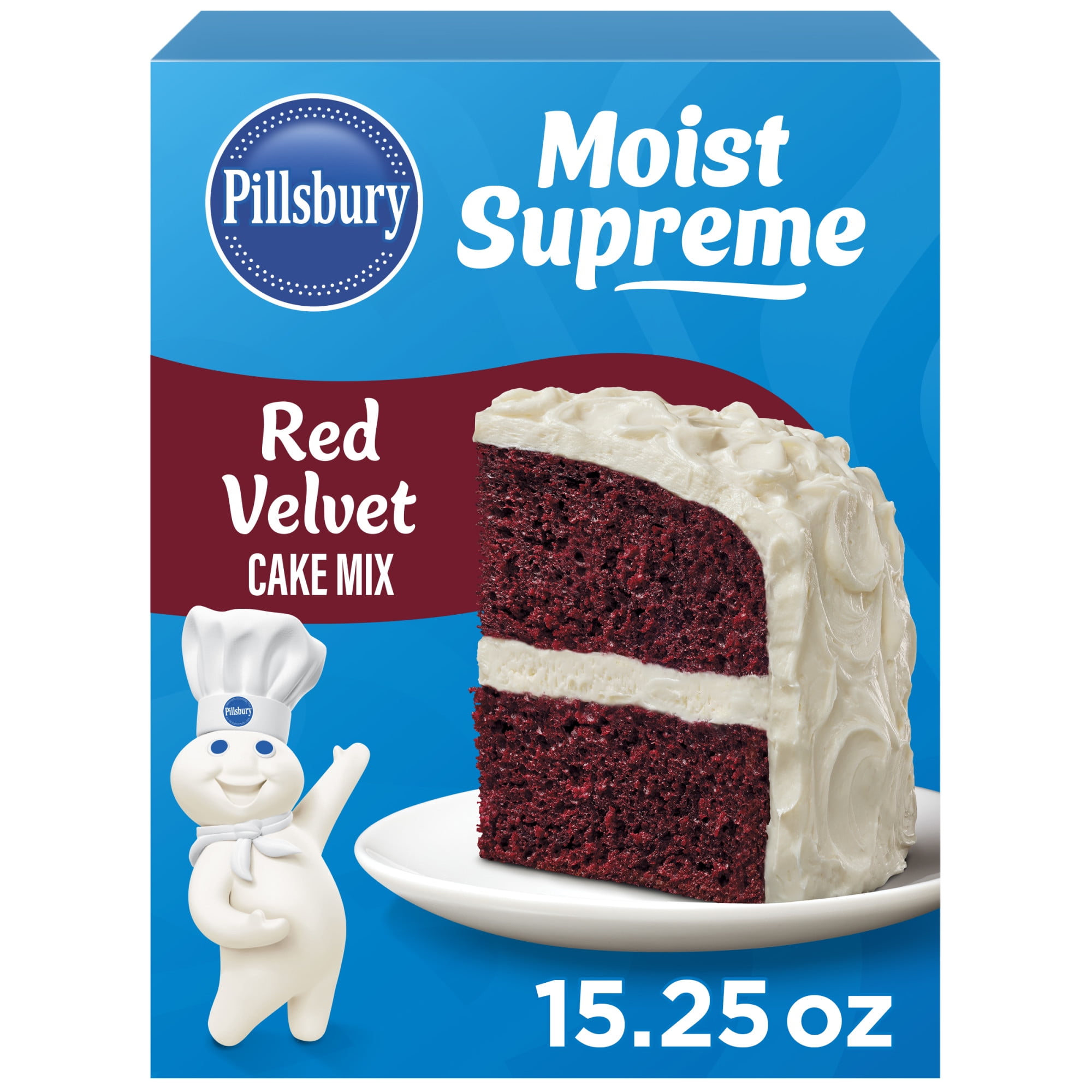 (2 pack) Pillsbury Moist Supreme Red Velvet Cake Mix, 15.25 oz Box