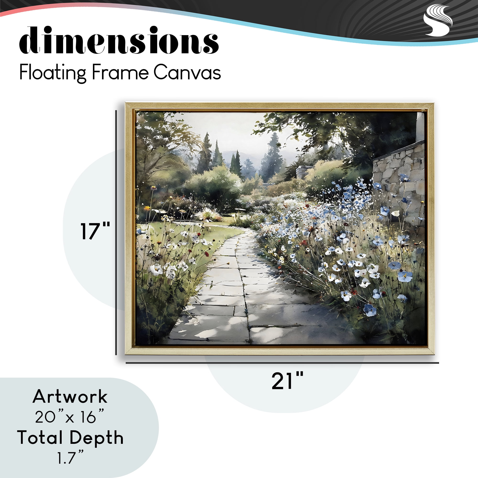 Stupell Industries Garden Pathway in Summer Light Gold Framed Floater Canvas Wall Art, design by Franklyn Gregory