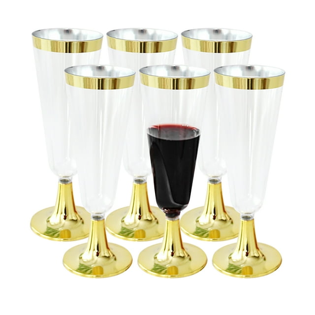 Tazas Copas de champán de plástico de 6 uds., vasos de plástico transparente de 5 Oz, copas de cóctel desechables para bodas, vasos para cumpleaños, aniversario de Navidad Eccomum Tazas